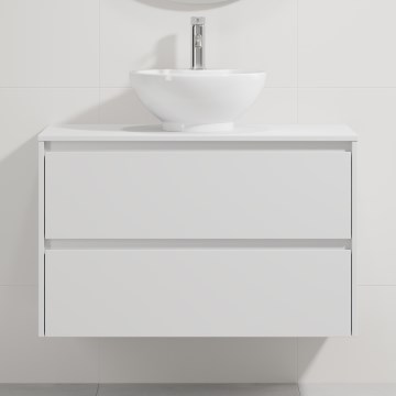 Badrumsskåp med tvättställ TRONDHEIM/DRAMMEN 90x57x46 cm vit