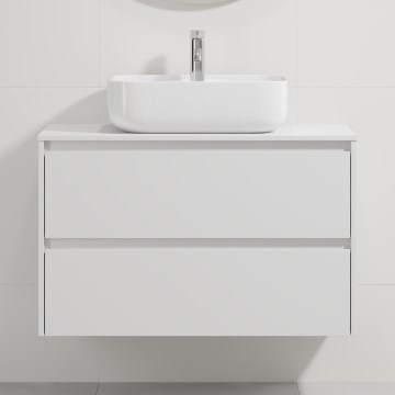 Badrumsskåp med tvättställ TRONDHEIM/KRISTIANSAND 90x57x46 cm vit