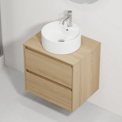 Badrumsskåp med tvättställ TRONDHEIM/VIKEDAL 60x57x46 cm ek/vit