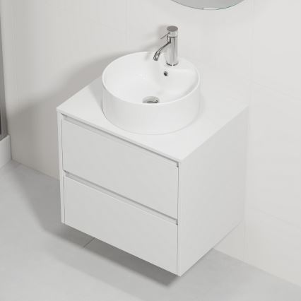 Badrumsskåp med tvättställ TRONDHEIM/VIKEDAL 60x57x46 cm vit