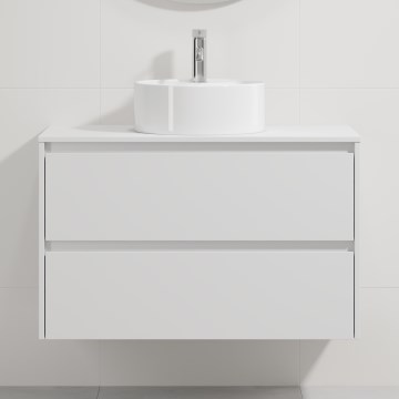 Badrumsskåp med tvättställ TRONDHEIM/VIKEDAL 90x57x46 cm vit