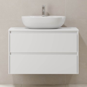 Badrumsskåp TRONDHEIM för tvättställ 90x57x46 cm vit