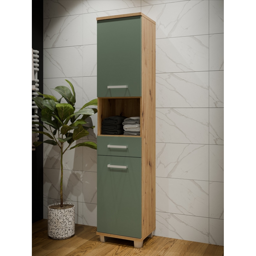 Badrumsskåp VENOM, grön/artisan-ek