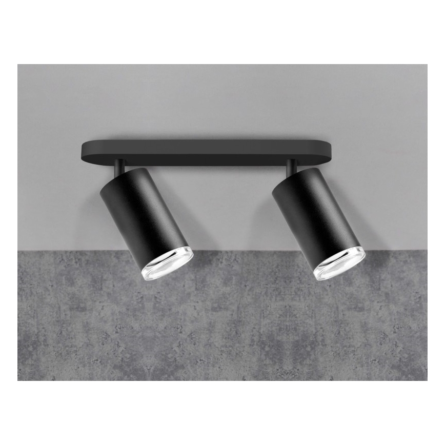 Badrumsspotlight TURYN 2xGU10/10W/230V IP44 svart