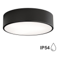 Badrumstaklampa med sensor CLEO 2xE27/24W/230V Ø 30 cm svart IP54