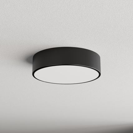 Badrumstaklampa med sensor CLEO 2xE27/24W/230V Ø 30 cm svart IP54