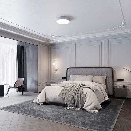 Badrumstaklampa med sensor CLEO 4xE27/24W/230V Ø 50 cm IP54 grå