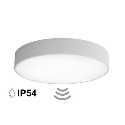 Badrumstaklampa med sensor CLEO 4xE27/24W/230V Ø 50 cm IP54 grå