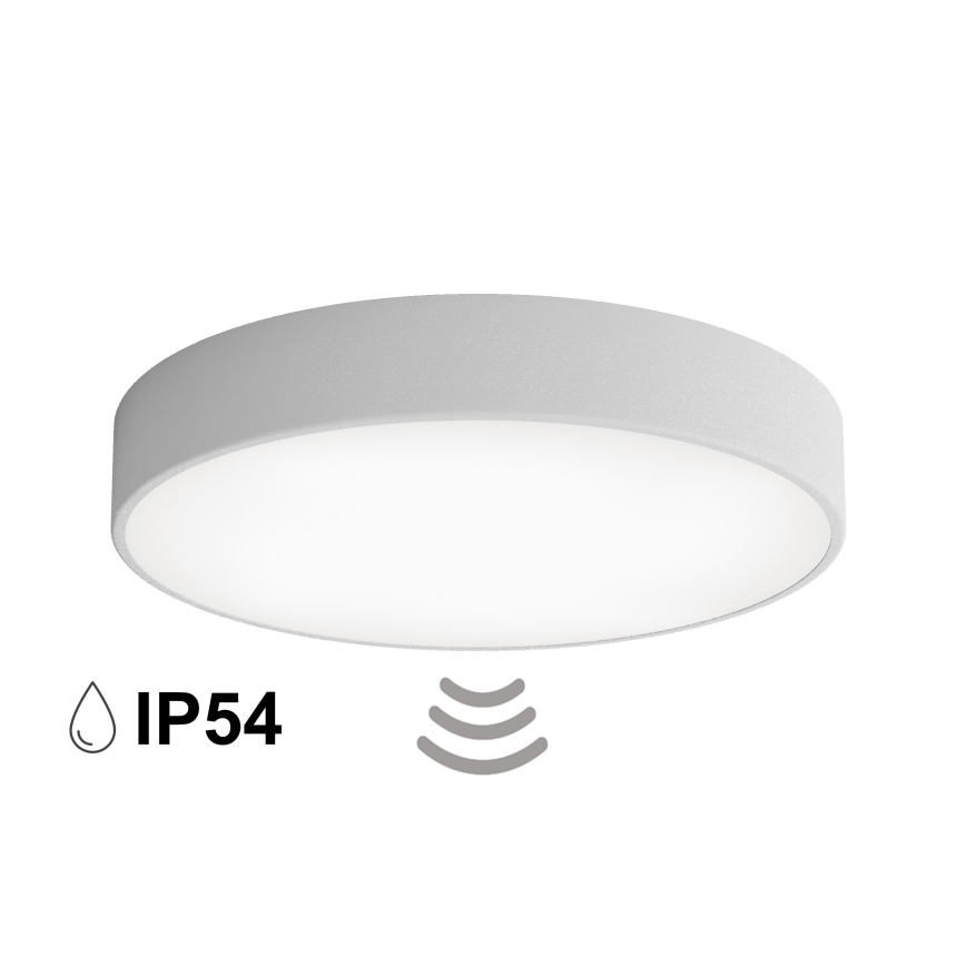 Badrumstaklampa med sensor CLEO 4xE27/24W/230V Ø 50 cm IP54 grå