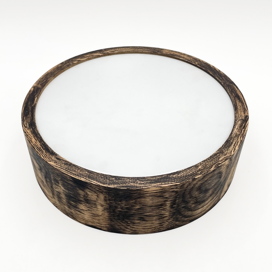 Badrumstaklampa OAK SMOKY 2xE27/15W/230V IP54 Ø 27,5 cm ek/brun