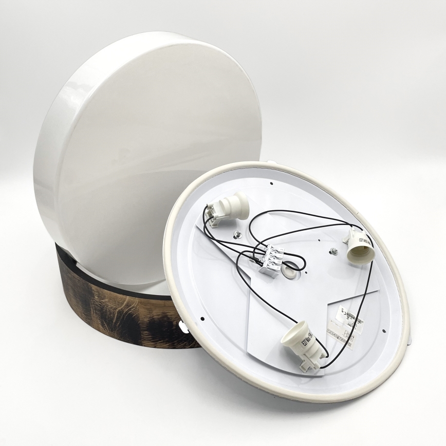 Badrumsplafond OAK SMOKY 3xE27/15W/230V IP54 – 37,5 cm ek/brun