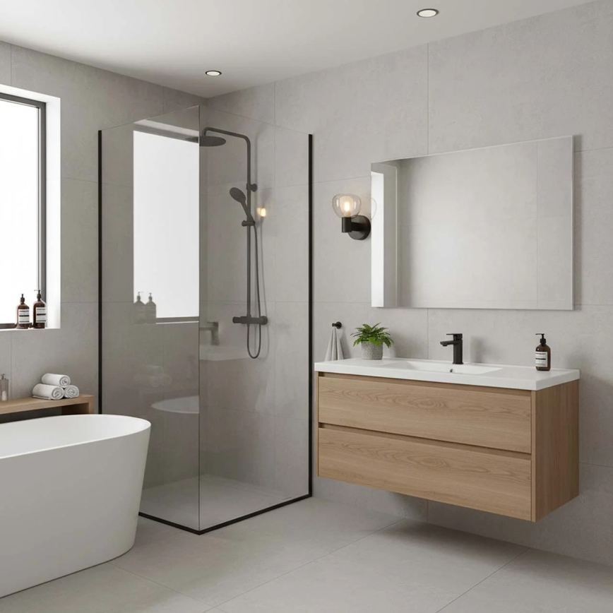 Badrumsvägglampa POLA 1xG9/5W/230V IP44 svart/klar