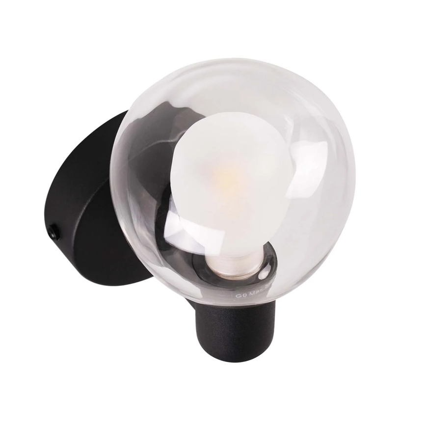 Badrumsvägglampa POLA 1xG9/5W/230V IP44 svart/klar