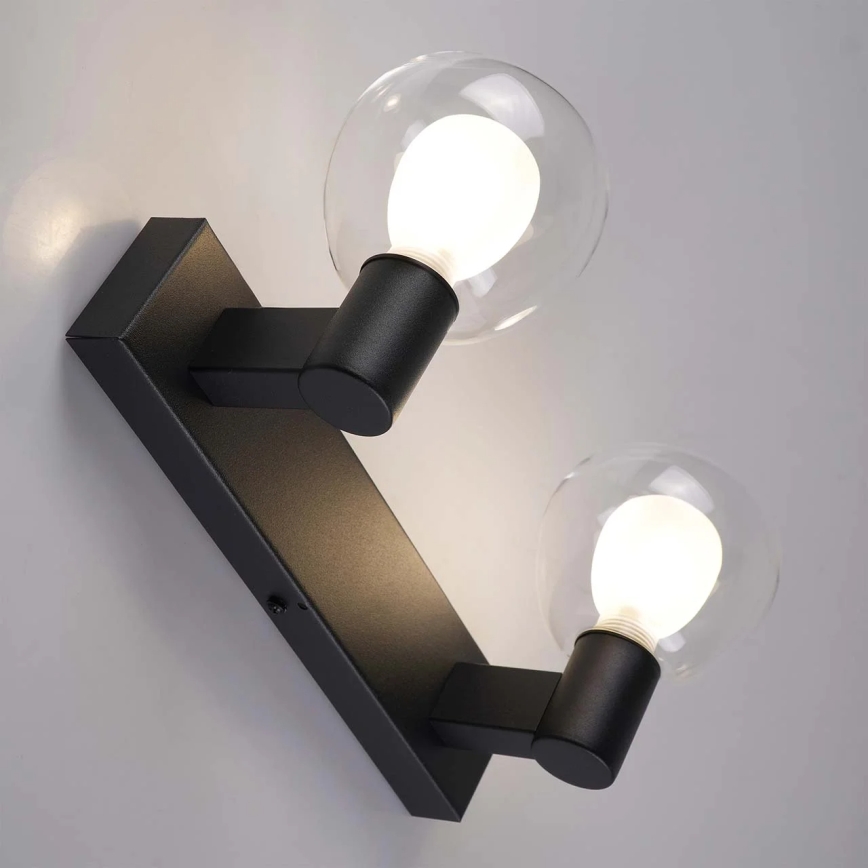 Badrumsvägglampa POLA 2xG9/5W/230V IP44 svart/klarglas