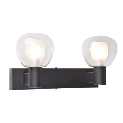Badrumsvägglampa POLA 2xG9/5W/230V IP44 svart/klarglas