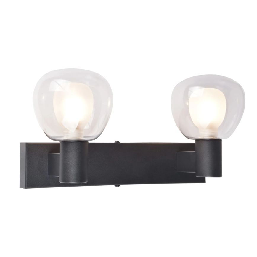 Badrumsvägglampa POLA 2xG9/5W/230V IP44 svart/klarglas
