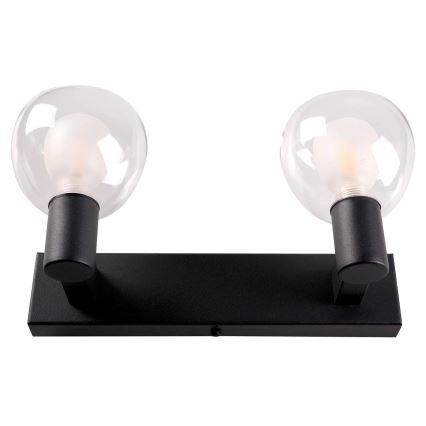 Badrumsvägglampa POLA 2xG9/5W/230V IP44 svart/klarglas