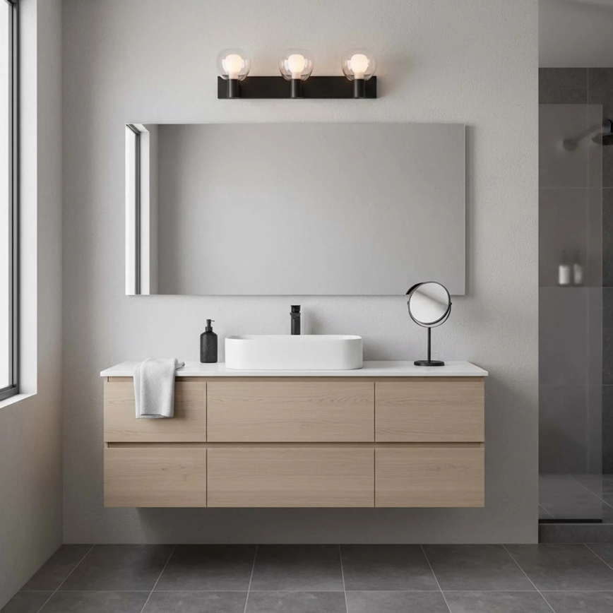 Badrumsvägglampa POLA 3xG9/5W/230V IP44 svart/klar