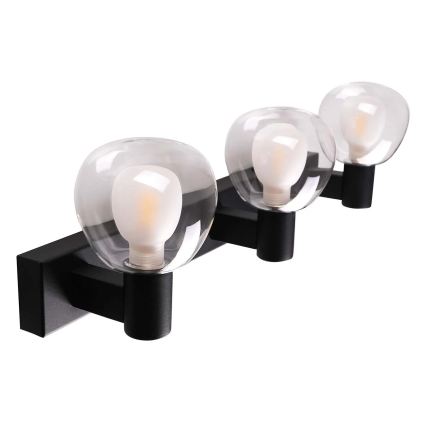 Badrumsvägglampa POLA 3xG9/5W/230V IP44 svart/klar