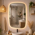 Baltica Design - LED-badrumsspegel med bakgrundsbelysning STONE CALM LED/15W/230V 2700K 90x60 cm IP65 svart