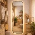 Baltica Design - LED-badrumsväggspegel med bakgrundsbelysning STONE CALM LED/15W/230V 2700K 155x50 cm IP65 svart