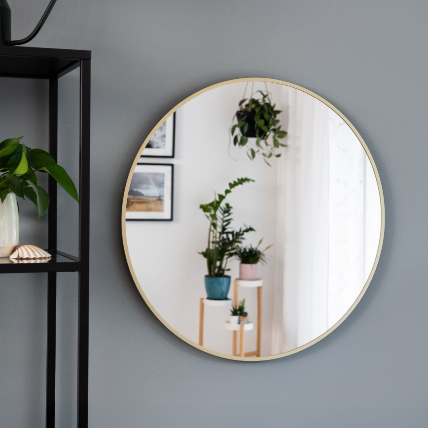 Baltica Design - Väggmonterad LED-badrumsspegel med bakgrundsbelysning BRIGHT LED/15W/230V 4500K Ø 70 cm IP65 guld