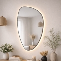 Baltica Design - LED Väggmonterad badrumsspegel med belysning STONE FLUID LED/15W/230V 2700K 92x55 cm IP65 svart