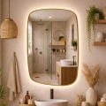 Baltica Design - LED-väggspegel för badrum med bakgrundsbelysning STONE CALM LED/15W/230V 4500K 90x60 cm IP65 guld