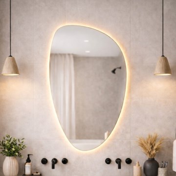Baltica Design - LED-väggspegel för badrum med integrerad belysning STONE FLUID LED/15W/230V 2700K 92x55 cm IP65