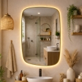 Baltica Design - Väggmonterad badrumsspegel med belysning STONE CALM LED/15W/230V 2700K 90x60 cm IP65 guld