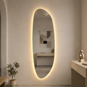 Baltica Design - Väggmonterad badrumsspegel med integrerad LED-belysning STONE FLUID LED/15W/230V 2700K 155x50 cm IP65