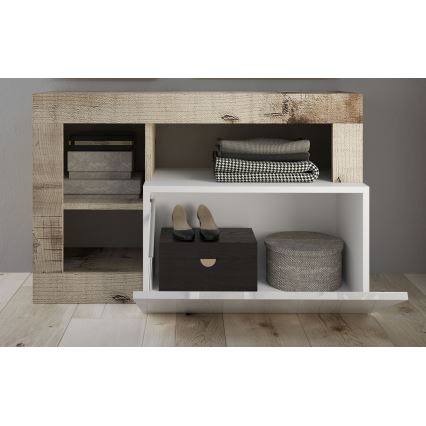 Bänk LENOR vit/brun