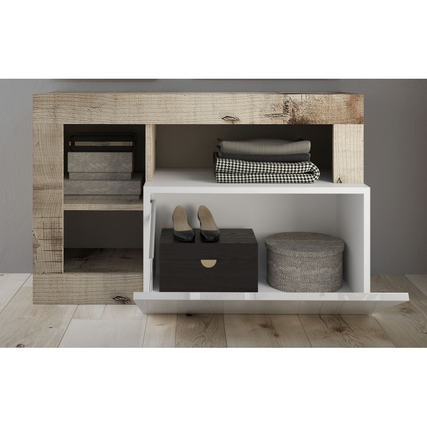 Bänk LENOR vit/brun