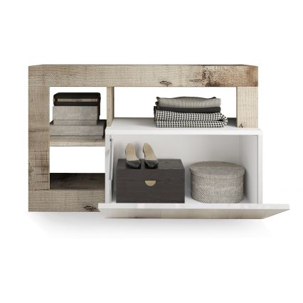 Bänk LENOR vit/brun