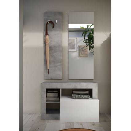 Bänk LENOR vit/grå betong