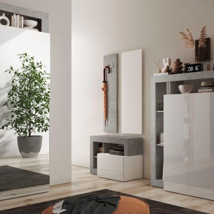 Bänk LENOR vit/grå betong