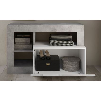 Bänk LENOR vit/grå betong