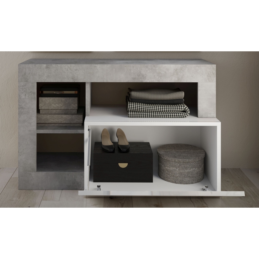 Bänk LENOR vit/grå betong