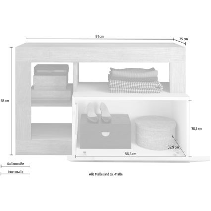 Bänk LENOR vit/grå betong