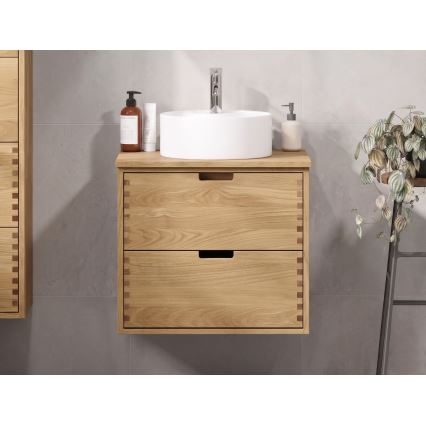 Bänkskiva för handfat FOREST 60 cm, beige/ek