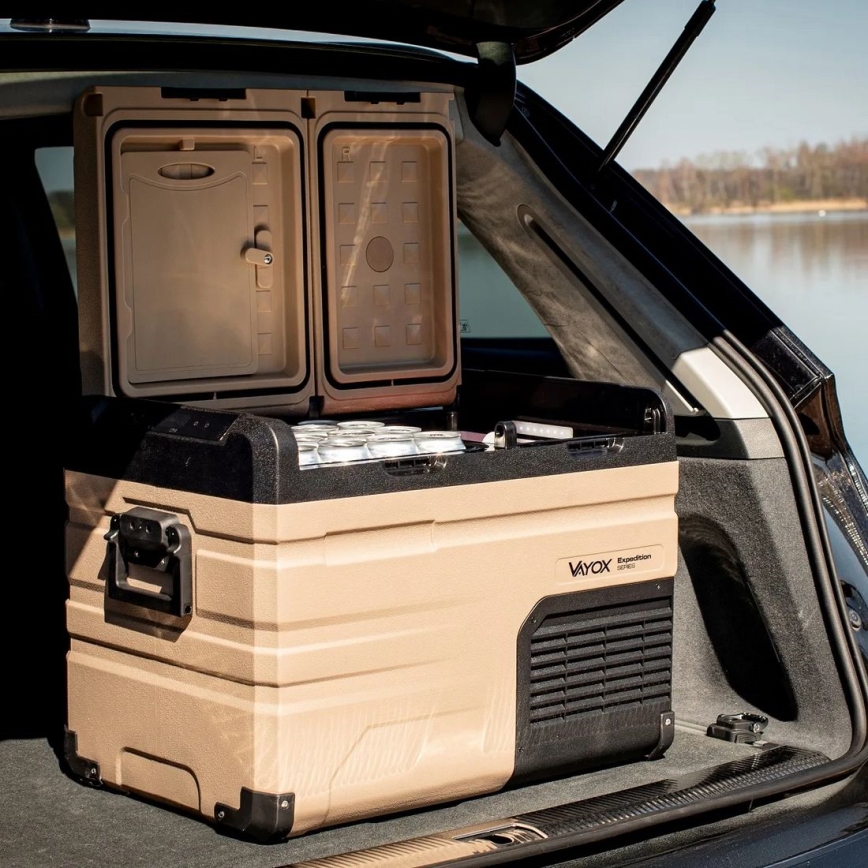 Bärbar Bilkylskåp med LCD display 39 l 230V/12V/24V brun