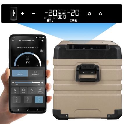 Bärbar Bilkylskåp med LCD display 39 l 230V/12V/24V brun