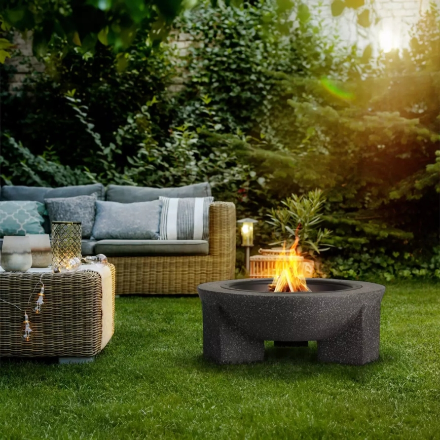 Bärbar eldstad med grillgaller 79,5 x 38 cm, svart/mörk granit