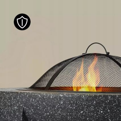 Bärbar eldstad med grillgaller 79,5 x 38 cm, svart/mörk granit