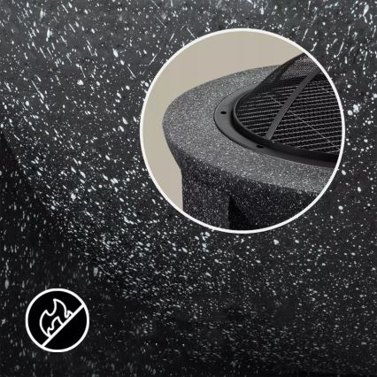 Bärbar eldstad med grillgaller 79,5 x 38 cm, svart/mörk granit