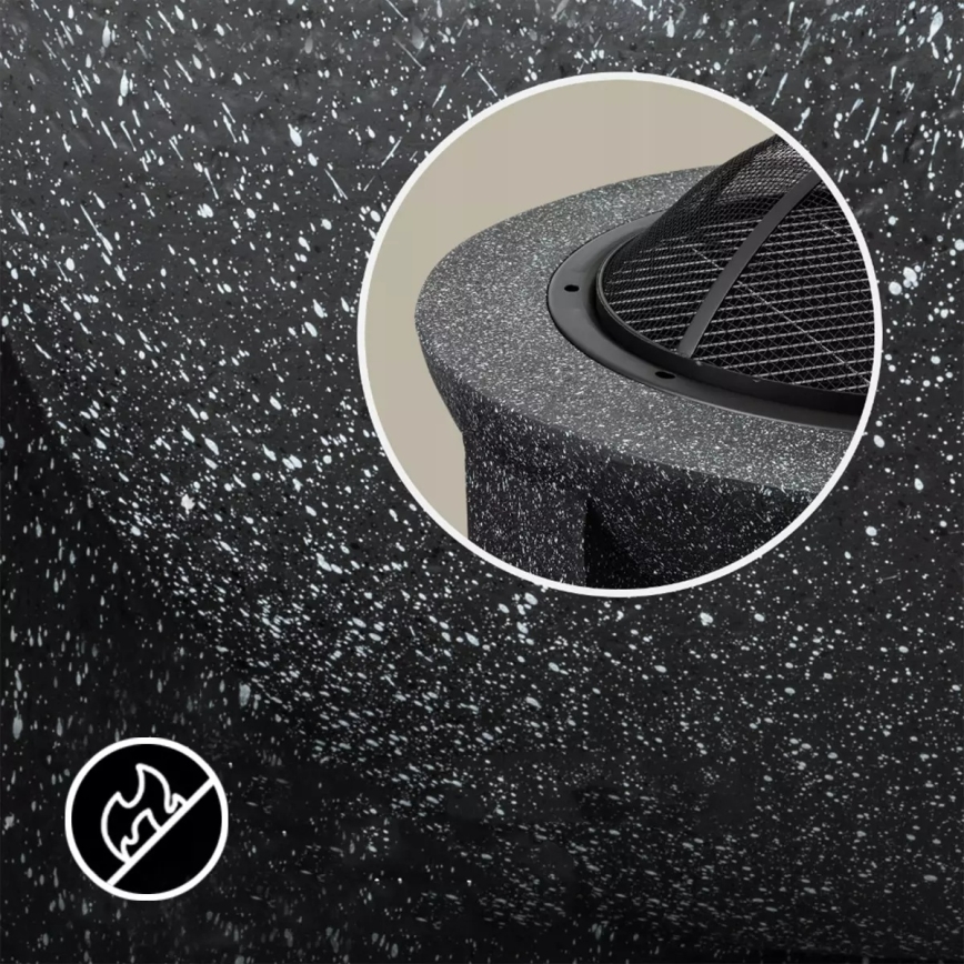 Bärbar eldstad med grillgaller 79,5 x 38 cm, svart/mörk granit