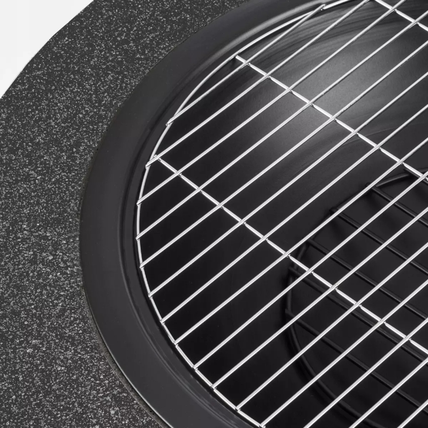Bärbar eldstad med grillgaller 79,5 x 38 cm, svart/mörk granit