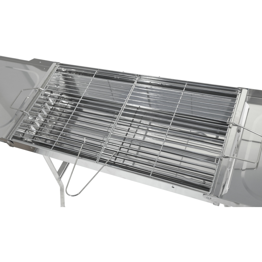 Bärbar kolgrill glänsande krom