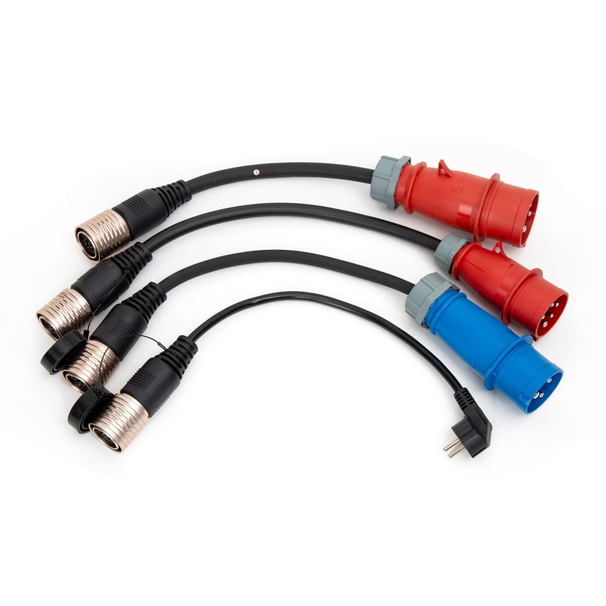 Bärbar laddare för elbilar med 4 adaptrar Type 2 32A/480V 22kW 5m IP67