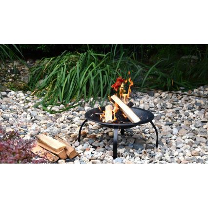 Bärbar lägereld med galler svart